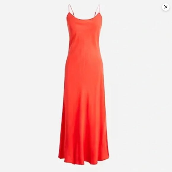 NWT J.Crew Gwyneth cupro-blend midi slip dress in ripe persimmon bright red - Picture 3 of 3